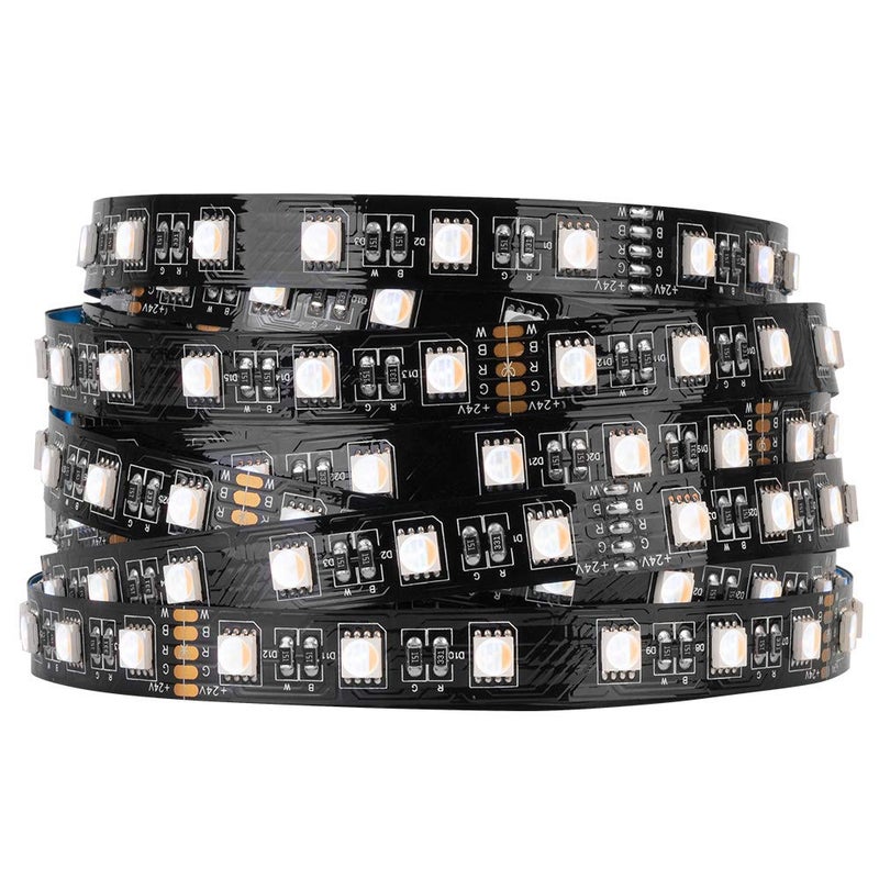 BTF-LIGHTING 5050 RGBW RGB+Warm White(2700K-3000K) 4 Colors in 1 LED Tape Light DC24V 5m 16.4ft 60LED/m Multi-Colored IP30 Black 12mm PCB for Bedroom Kitchen Home Decoration(No Adapter or Controller) - Image 1